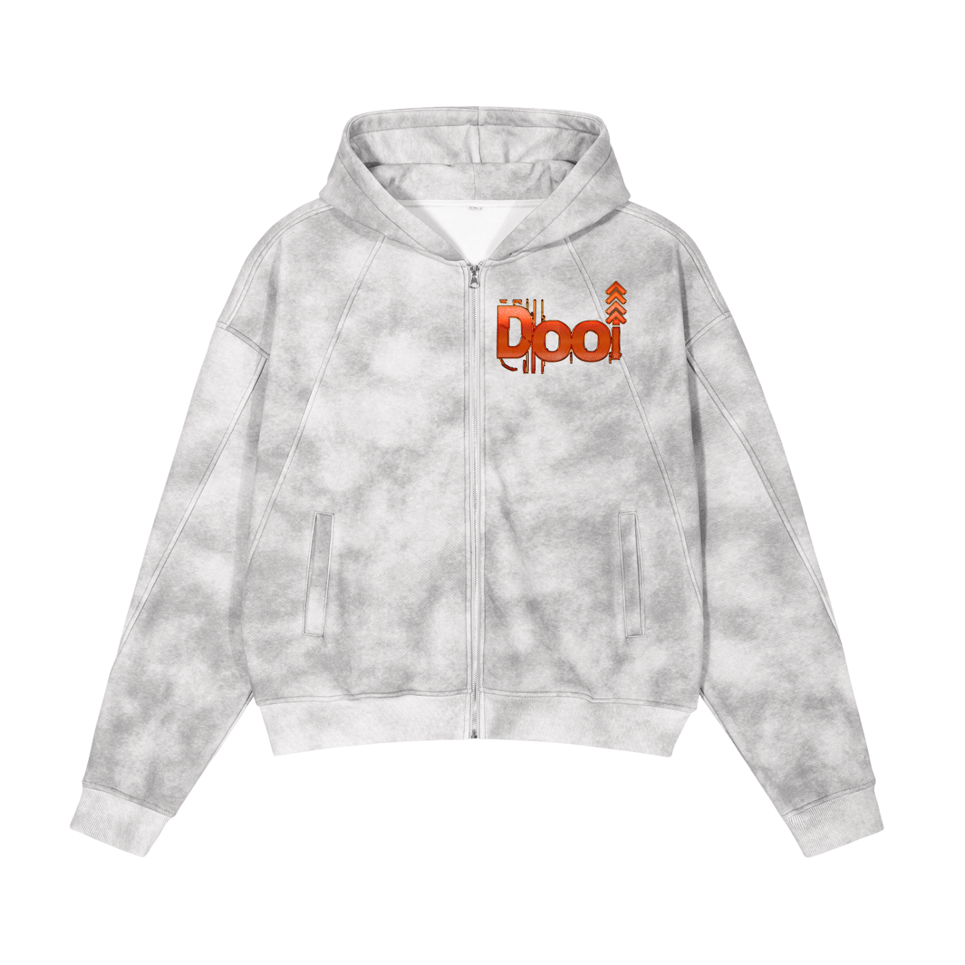 DOOi Dirty Washed Boxy Zip-up Fleece Hoodie