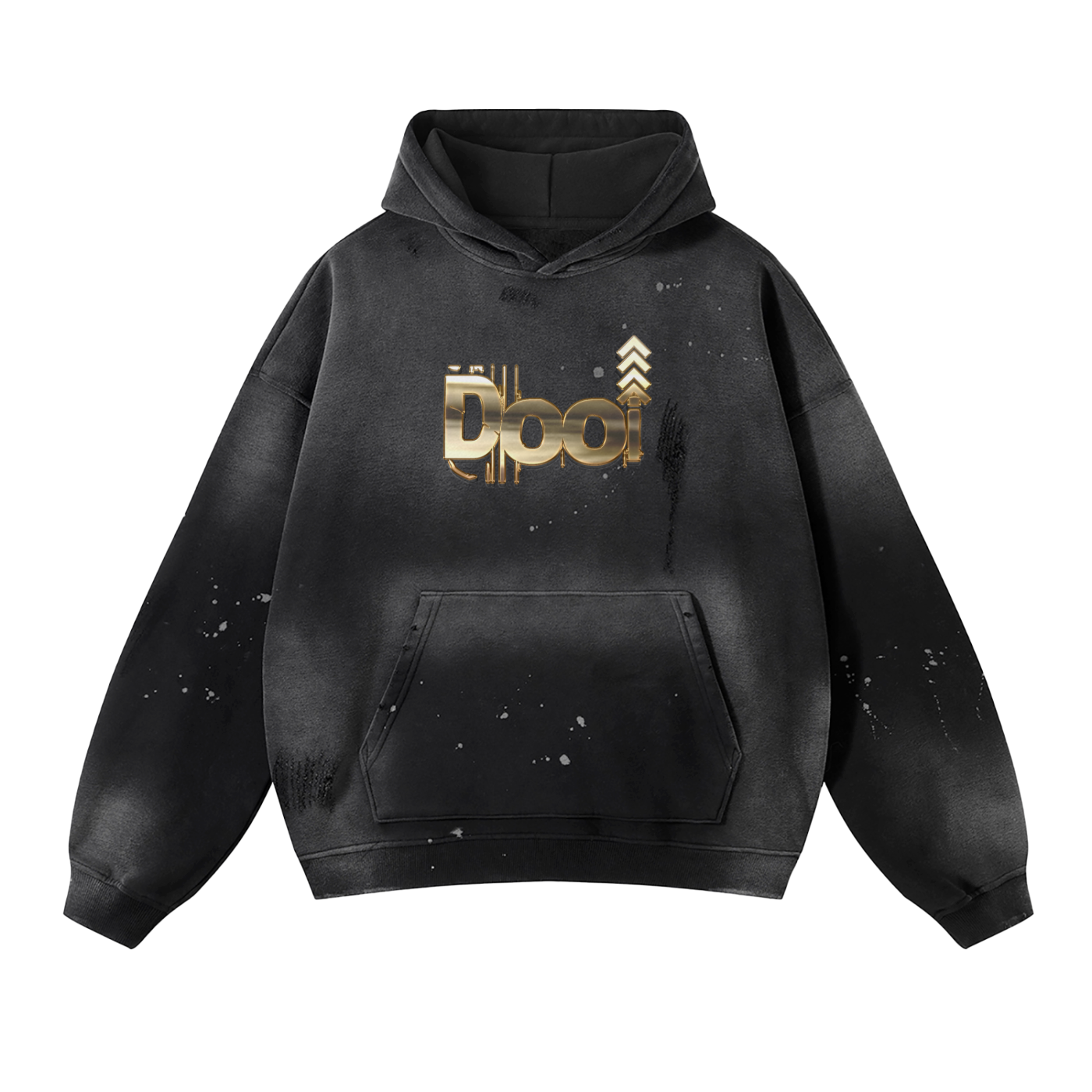 DOOi Vintage Wash Frayed Fleece Hoodie - 360 GSM